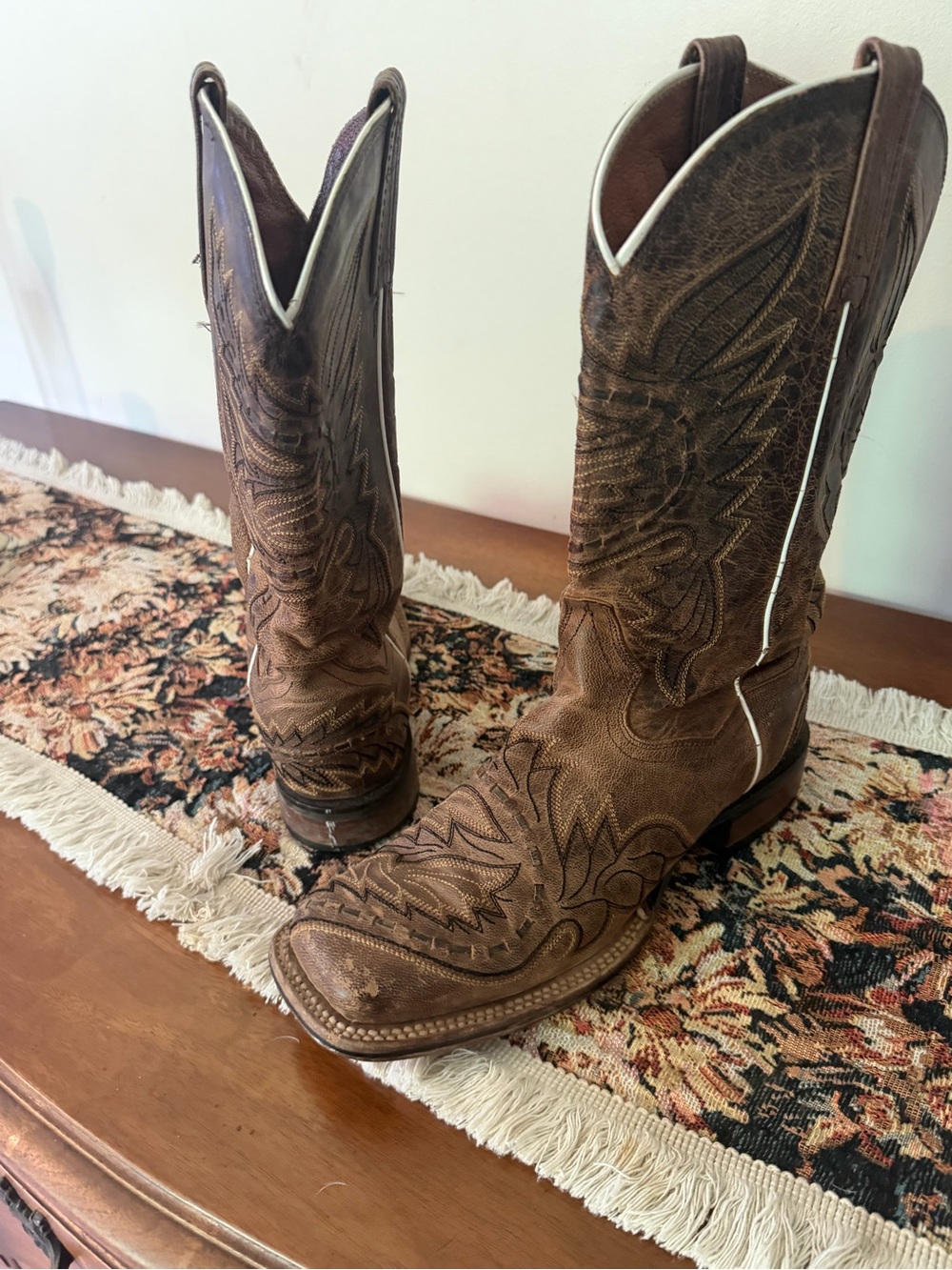 Dan Post Brown Western Embroidered Leather Cowboy Boots